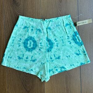 Reformation Tie-Dye Blue and Green High Waist Shorts